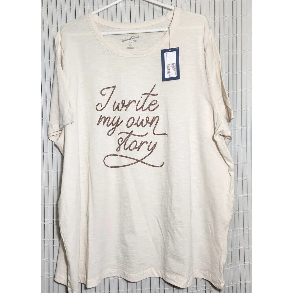 Universal Thread Casual Tshirt 2X Ivory I Write My Own Story Logo